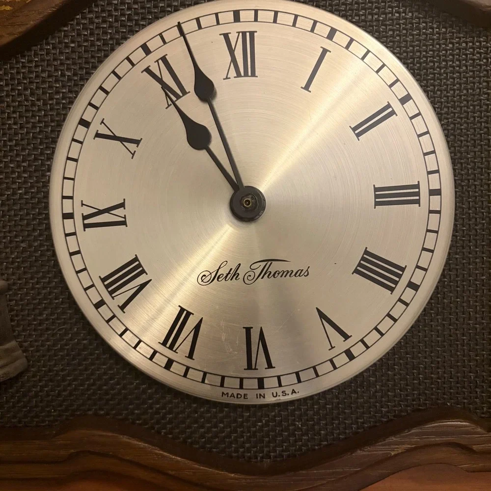 Seth Thomas Wall Clock Roman Numerals‎ Pewter Tankard Accents Made USA untested